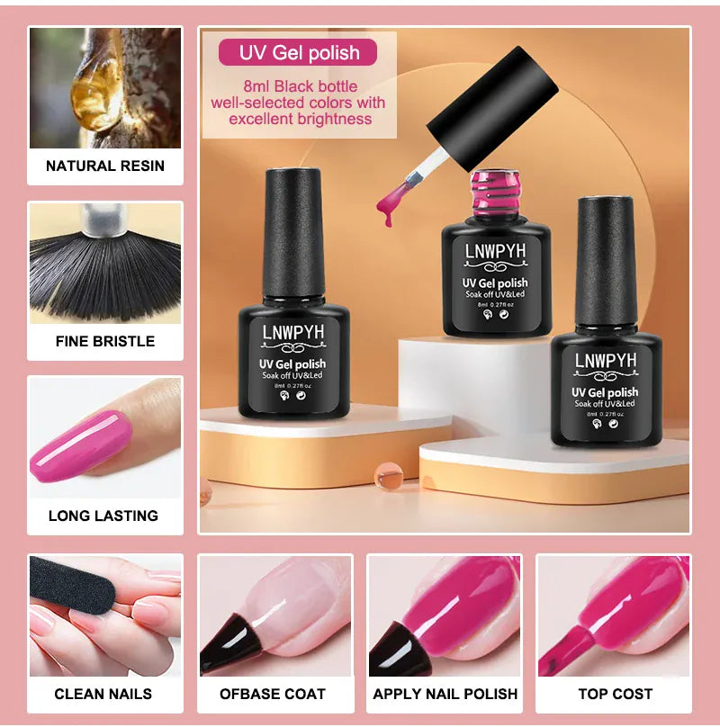 KissICON ZYD45-X4-(3-12) Gel Varnish Kit Professional Nail Gel Set With